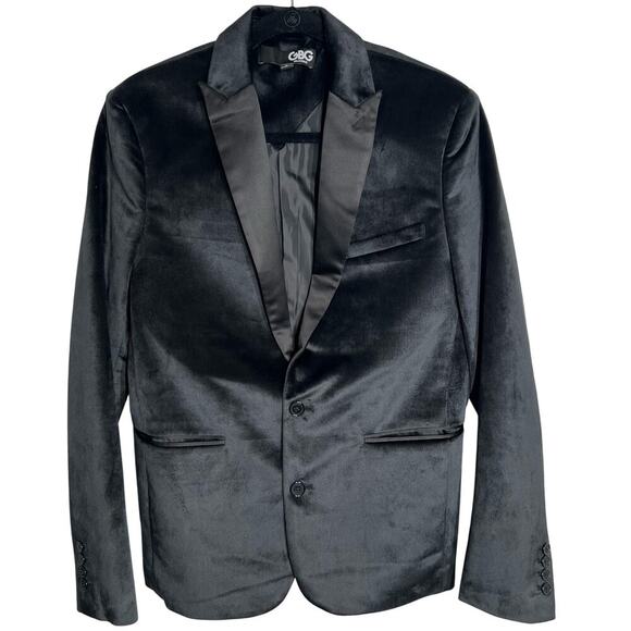 GBG Men's Black Velvet Two Button Blazer Size Medium - Picture 2 of 7